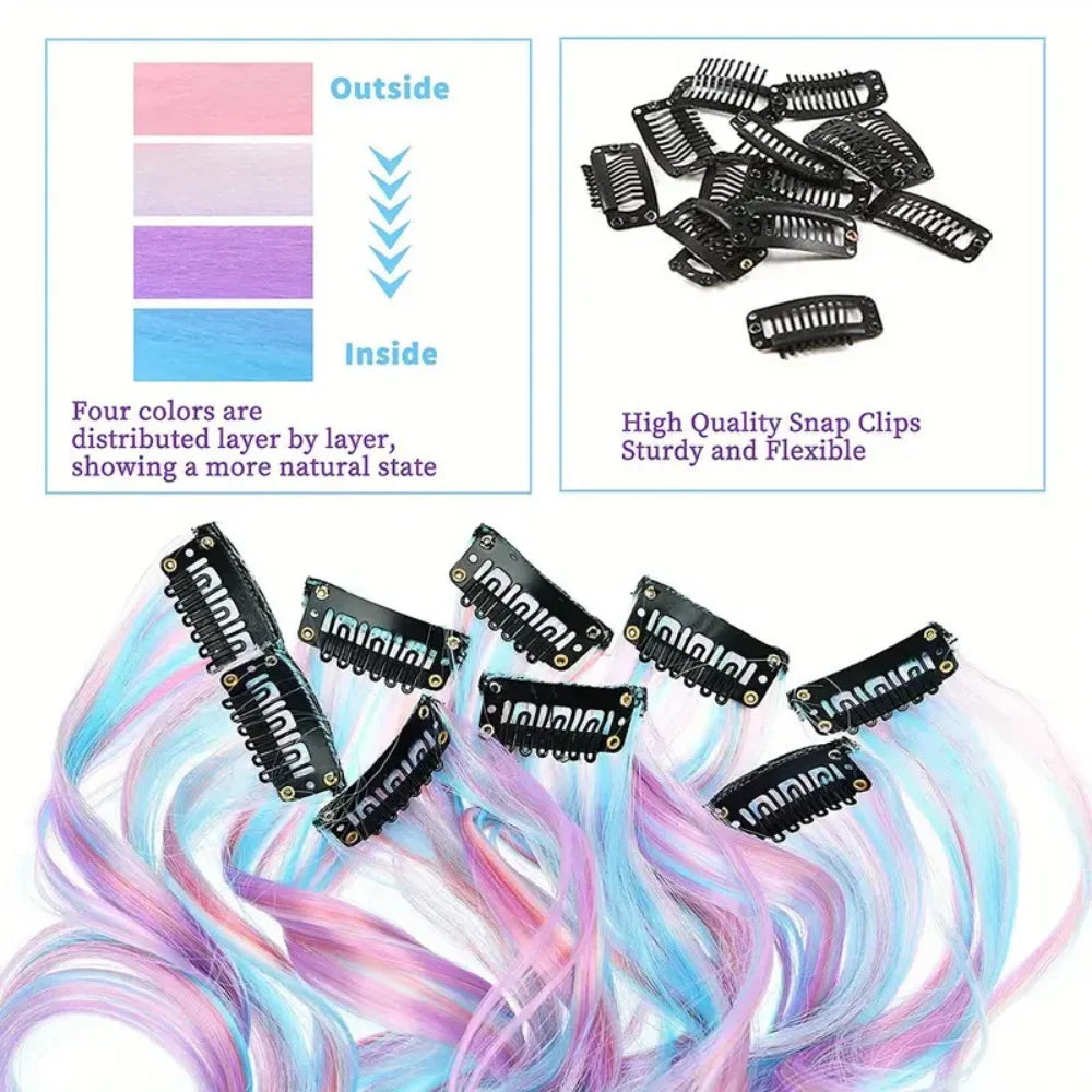 3/5/8/10pcs Set,Hair Extensions for Women 22" Curly Synthetic Hair, Perfect for Christmas Gift & Halloween Parties - Zenflow Active