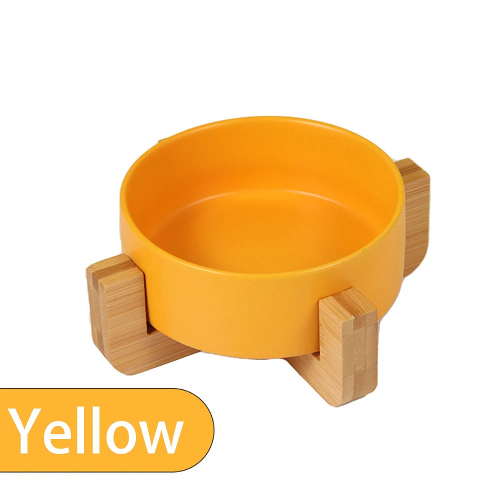 Personalised Ceramic Pet Bowl with Wooden Stand | Custom Name Bowl for Cats & Dogs - Zenflow Active