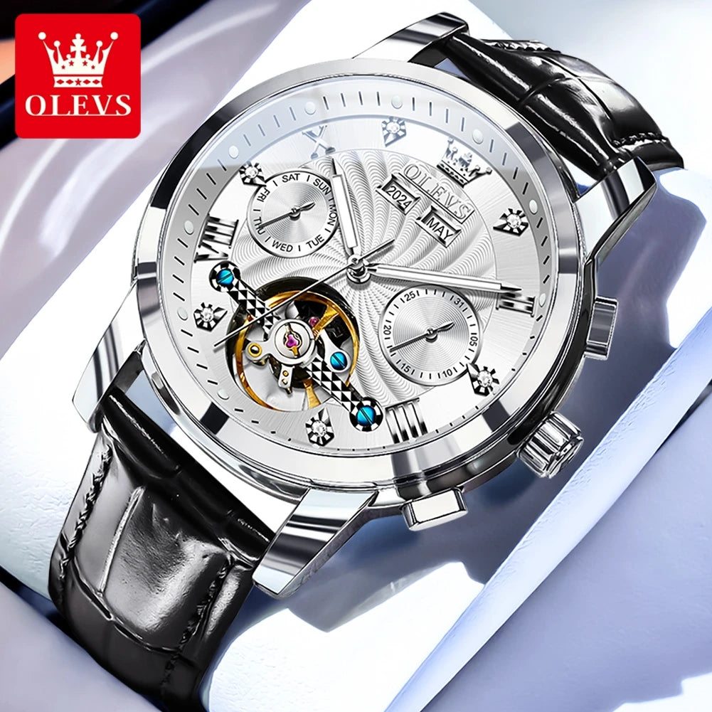 OLEVS 7088 Skeleton Automatic Watch | Tourbillon Display | Luminous - Zenflow Active