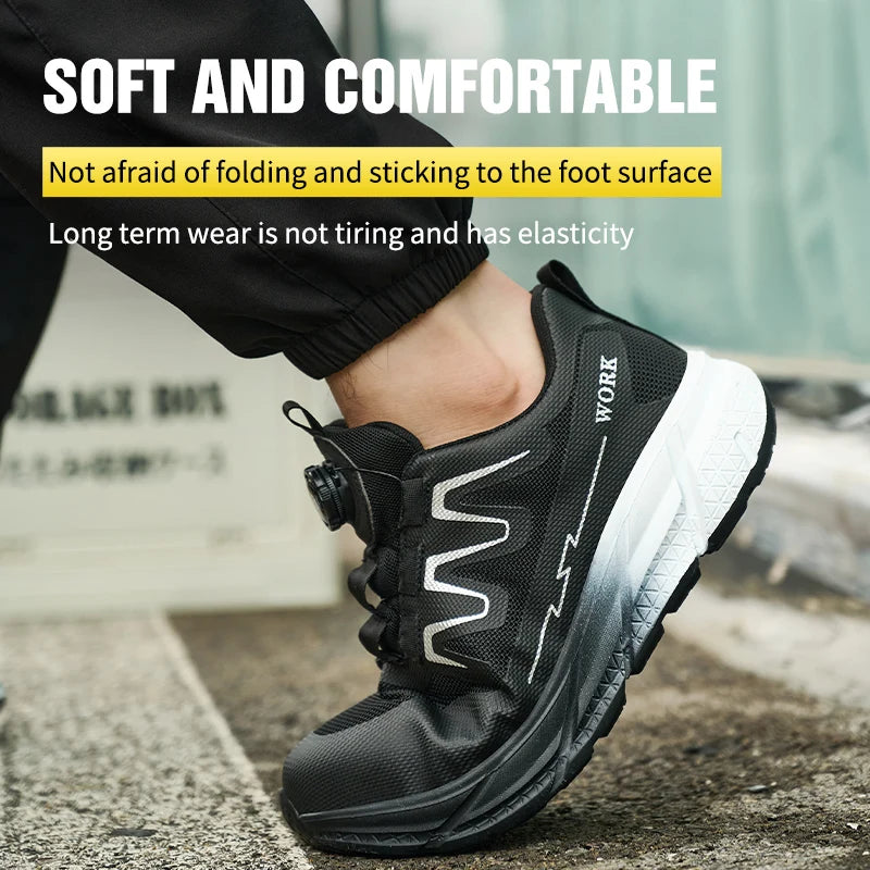 Men's Steel Toe Zip-Up Work Safety Shoes | Lightweight Indestructible Breathable Sneakers - Zenflow Active
