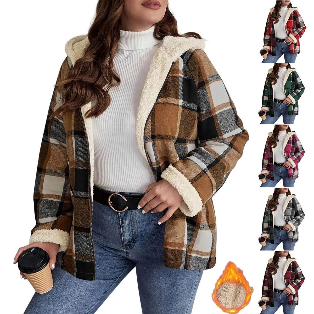 Women's Hooded Plaid Zip Jacket Zenflow Active