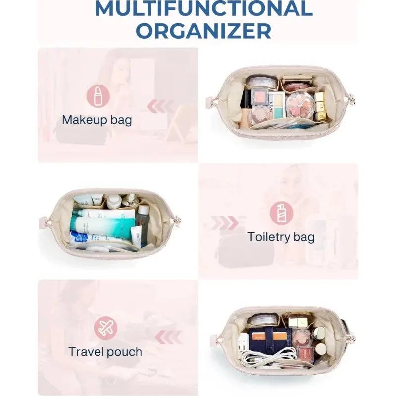 Puffy Padded Makeup Travel Pouch — Wide Open Toiletry Bag - Zenflow Active