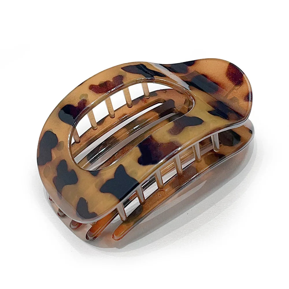 Oval Matte Hair Claw Clip | Leopard Print & Solid Acrylic Barrette — Single & Multi-Pack - Zenflow Active