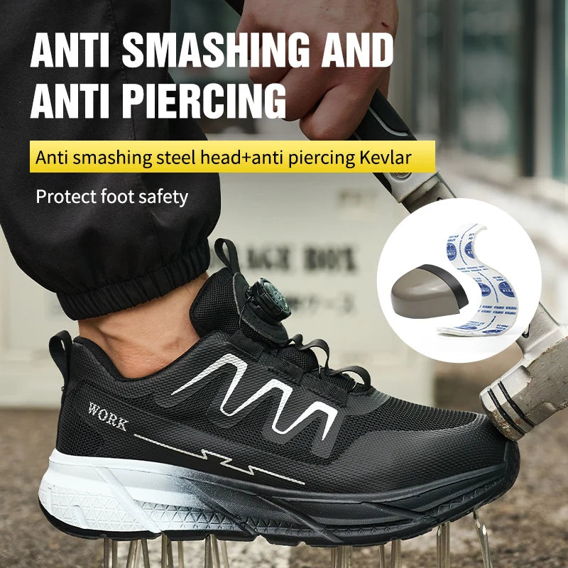 Men's Steel Toe Zip-Up Work Safety Shoes | Lightweight Indestructible Breathable Sneakers - Zenflow Active