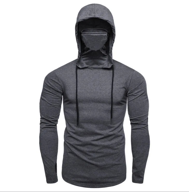 Men's Short Sleeve Hoodie with Face Mask | Gym Sweatshirt - Zenflow Active