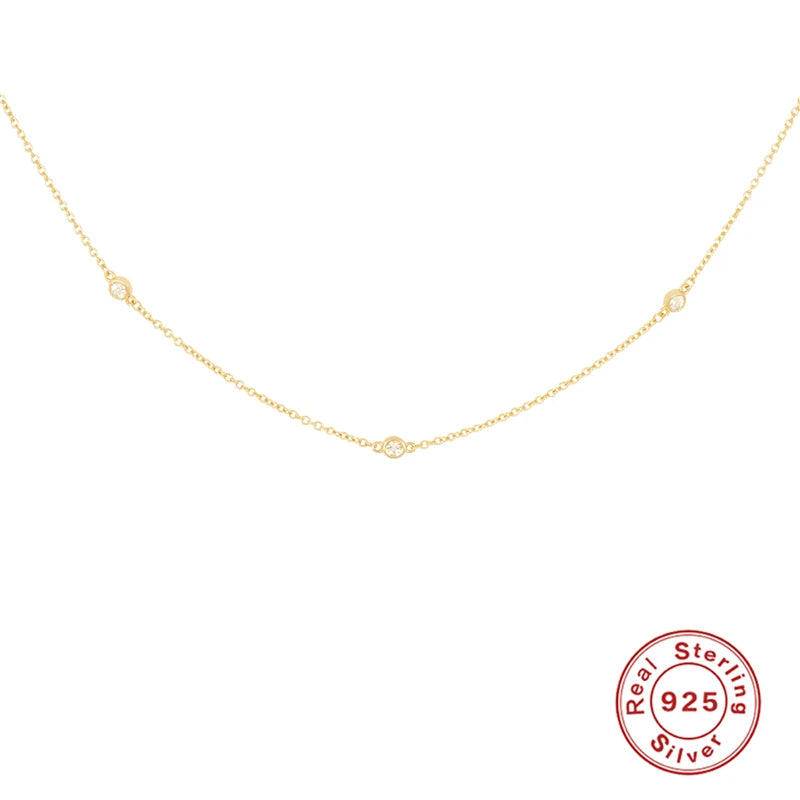 CANNER Crystal Zircon 925 Sterling Silver Necklace For Women Pendente Fine Jewellery Long Chain - Zenflow Active