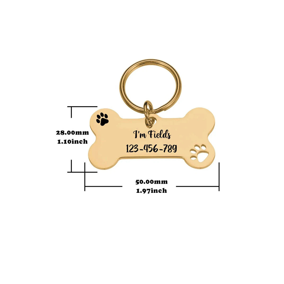 Personalised Bone-Shaped Dog Tag | Custom Engraved Stainless Steel Pet ID Tag - Zenflow Active