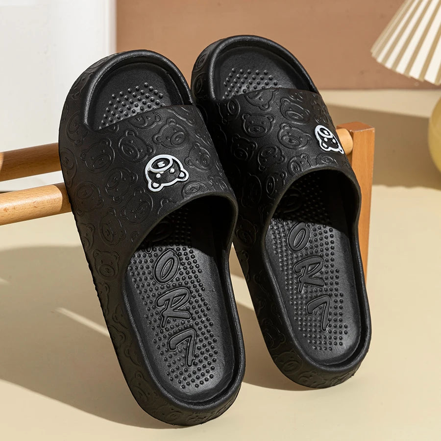 Little Bear Print Slippers — Soft, Non-Slip, Indoor Slides for Men & Women - Zenflow Active