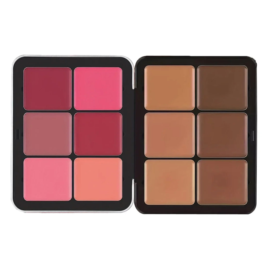 Iron Box Cream Blush & Concealer Palette – 12-Colour Matte & Pearlescent 2-in-1 - Zenflow Active
