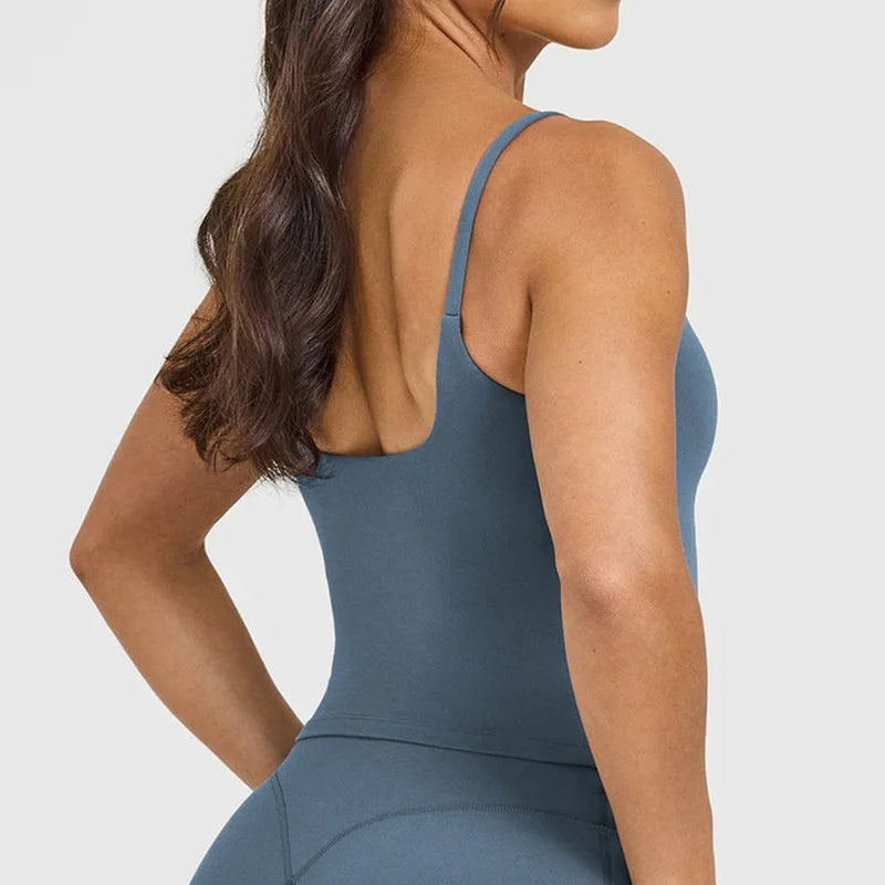 Women's Yoga Sports Vest Built-in Bra with Chest Pad, Beautiful Back Suspenders, Running Fitness Tank Top for Gym - Zenflow Active