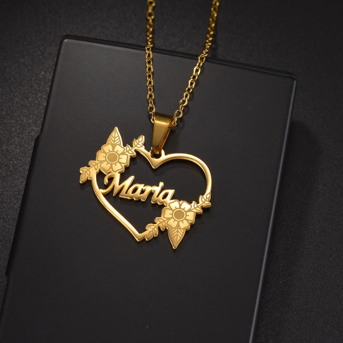 Goxijite Custom Removable Butterfly Heart Name Pendant Stainless Steel Laser Marking Nameplate Necklace - Zenflow Active