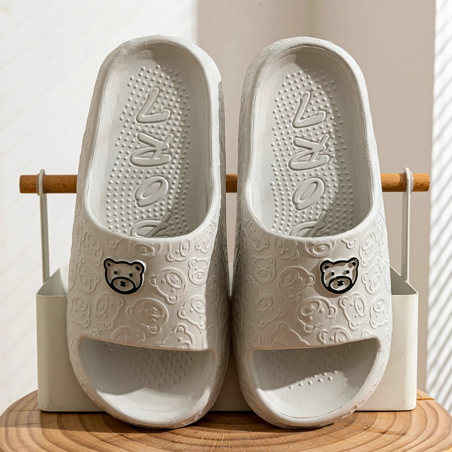 Little Bear Print Slippers — Soft, Non-Slip, Indoor Slides for Men & Women - Zenflow Active