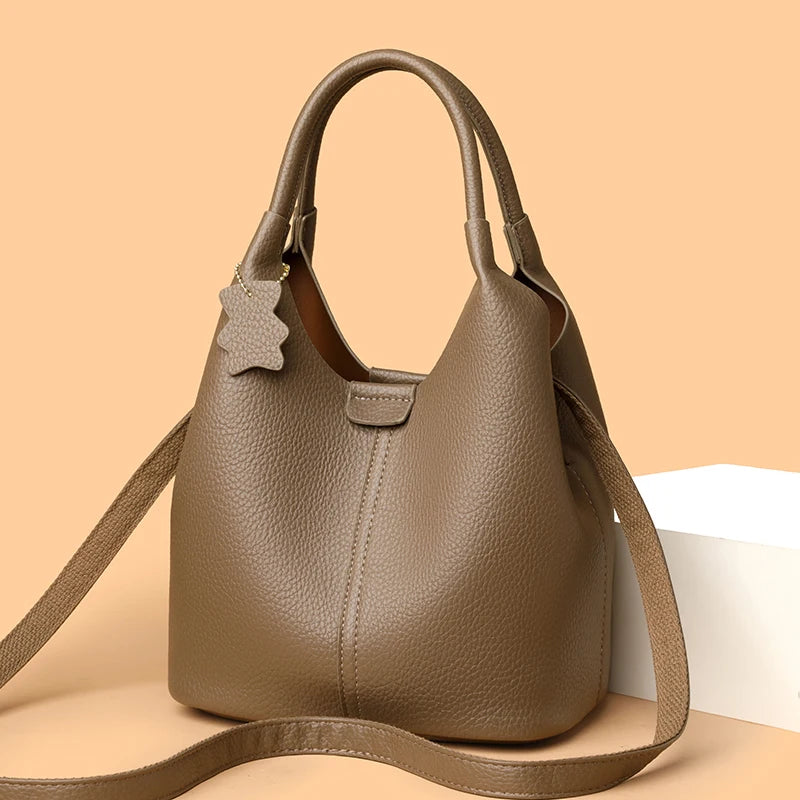 New Trendy Casual Soft PU Women's Handbags Solid Color Large Capacity Female Shoulder Bags Retro Tote Bags For Commute Shopping - Zenflow Active