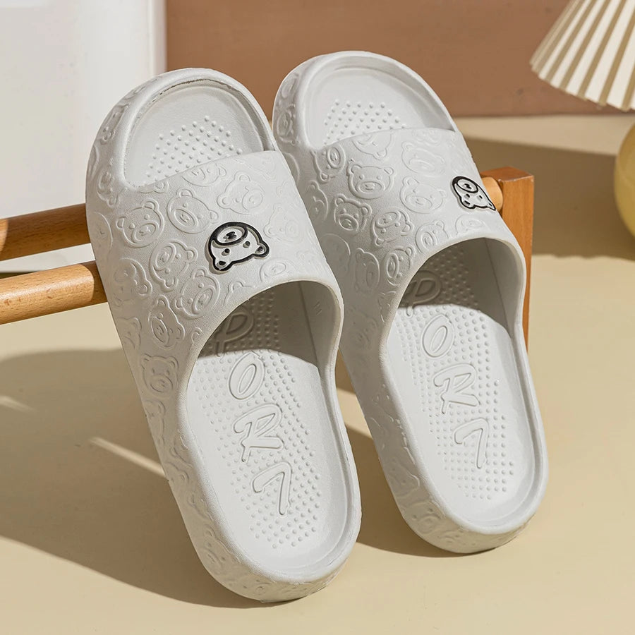 Little Bear Print Slippers — Soft, Non-Slip, Indoor Slides for Men & Women - Zenflow Active