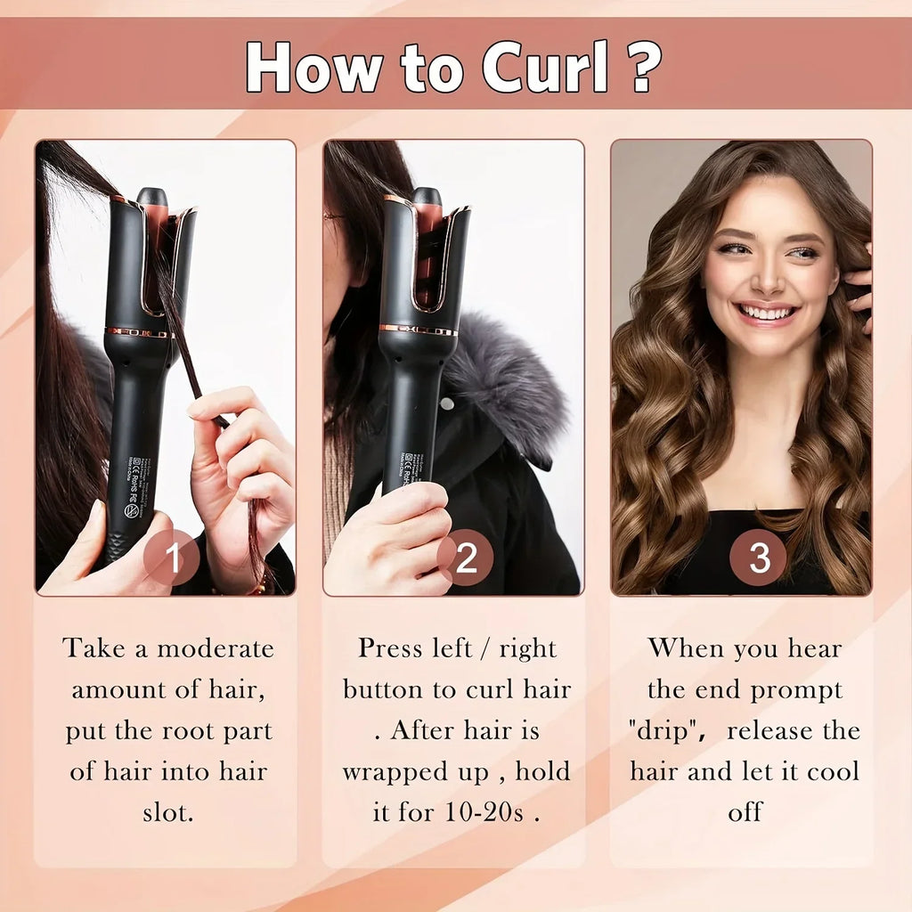 Auto-Rotating Ceramic Curling Iron | Professional Air Spin Curler | 160–230°C - Zenflow Active