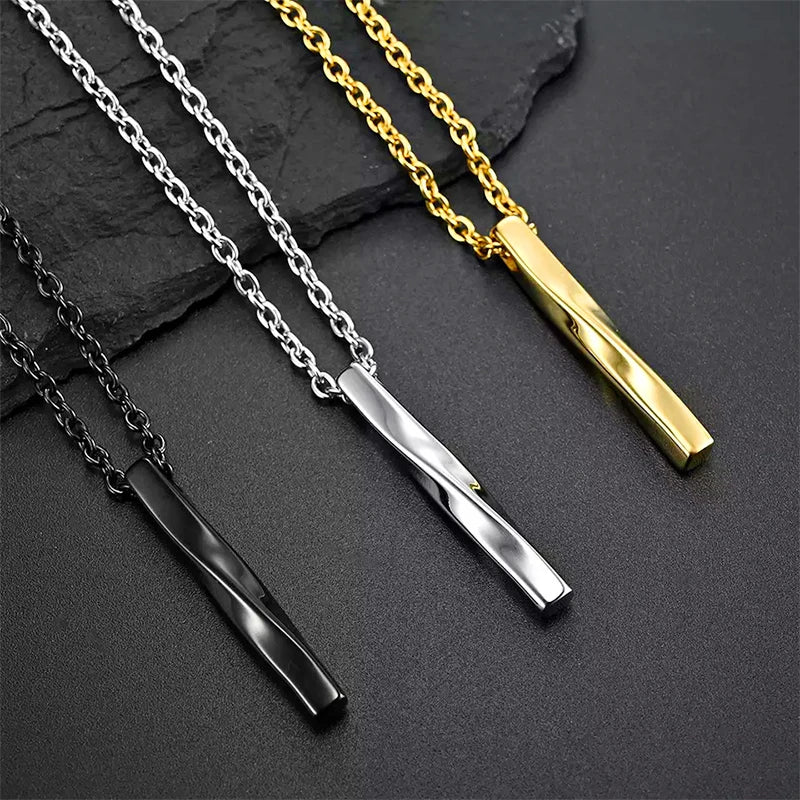 Men's Jewellery Rectangle Pendant Necklace Width 3mm Stainless Steel Handmade - Zenflow Active