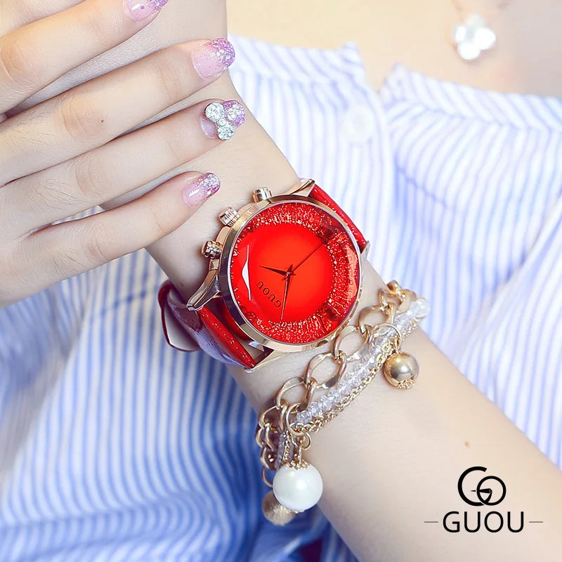 Women's Minimalist Quartz Watch — Large Dial, Leather Strap, Elegant Everyday Style - Zenflow Active
