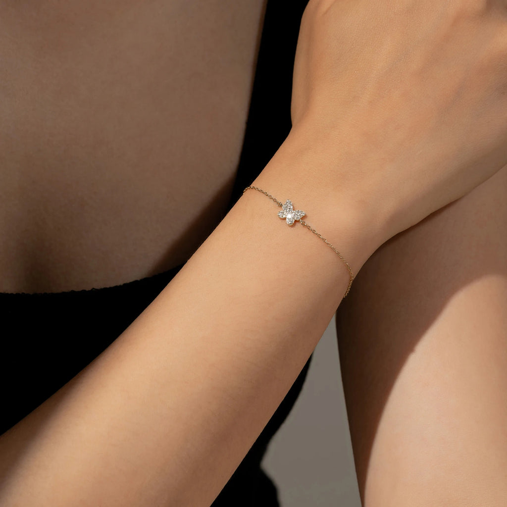 ANDYWEN Women 925 Sterling Silver Clear Zircon Butterfly Chain Bracelet Graceful Luxury Fine - Zenflow Active
