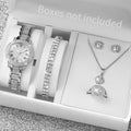 6PCS Fashion Full Diamond Women's Watch Gold Steel Band Analog Quartz Watches Jewellery Set Without Box - Zenflow Active