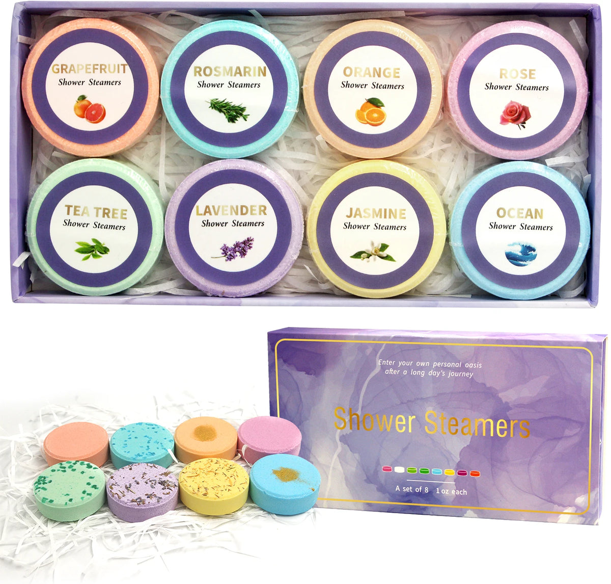 Shower Steamers 8-Pack | Essential Oil Shower Bombs for Relaxation & Self-Care - Zenflow Active