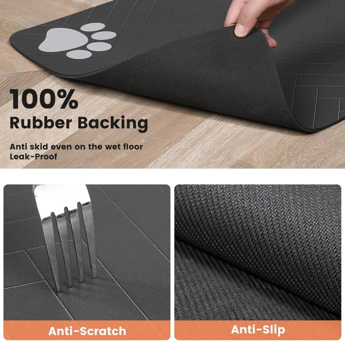 Absorbent Pet Feeding Mat with Non-Slip Rubber Backing - Zenflow Active