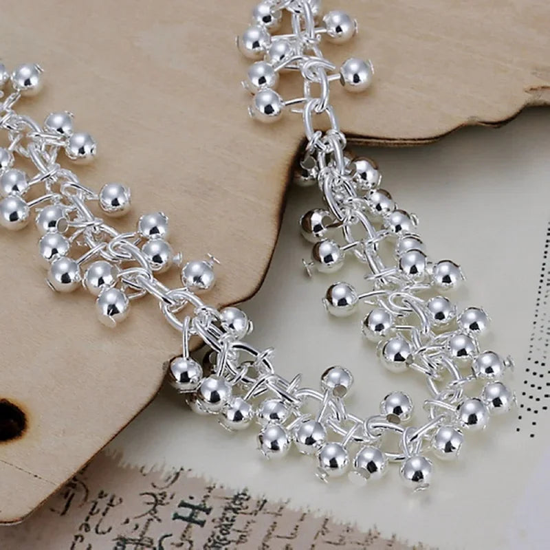 Charms Fine 925 Sterling silver bracelets bead chain fashion cute nice women grapes Bracelet wedding Jewelry party - Zenflow Active