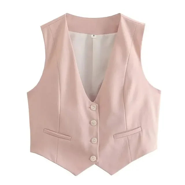Sleeveless V-Neck Blazer Vest - Zenflow Active