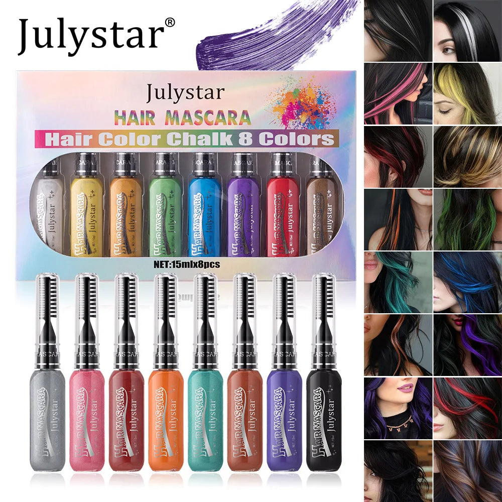 8 Colour Hair Mascara Set, Bold Multi-Shade Lashes for Party Looks - Zenflow Active