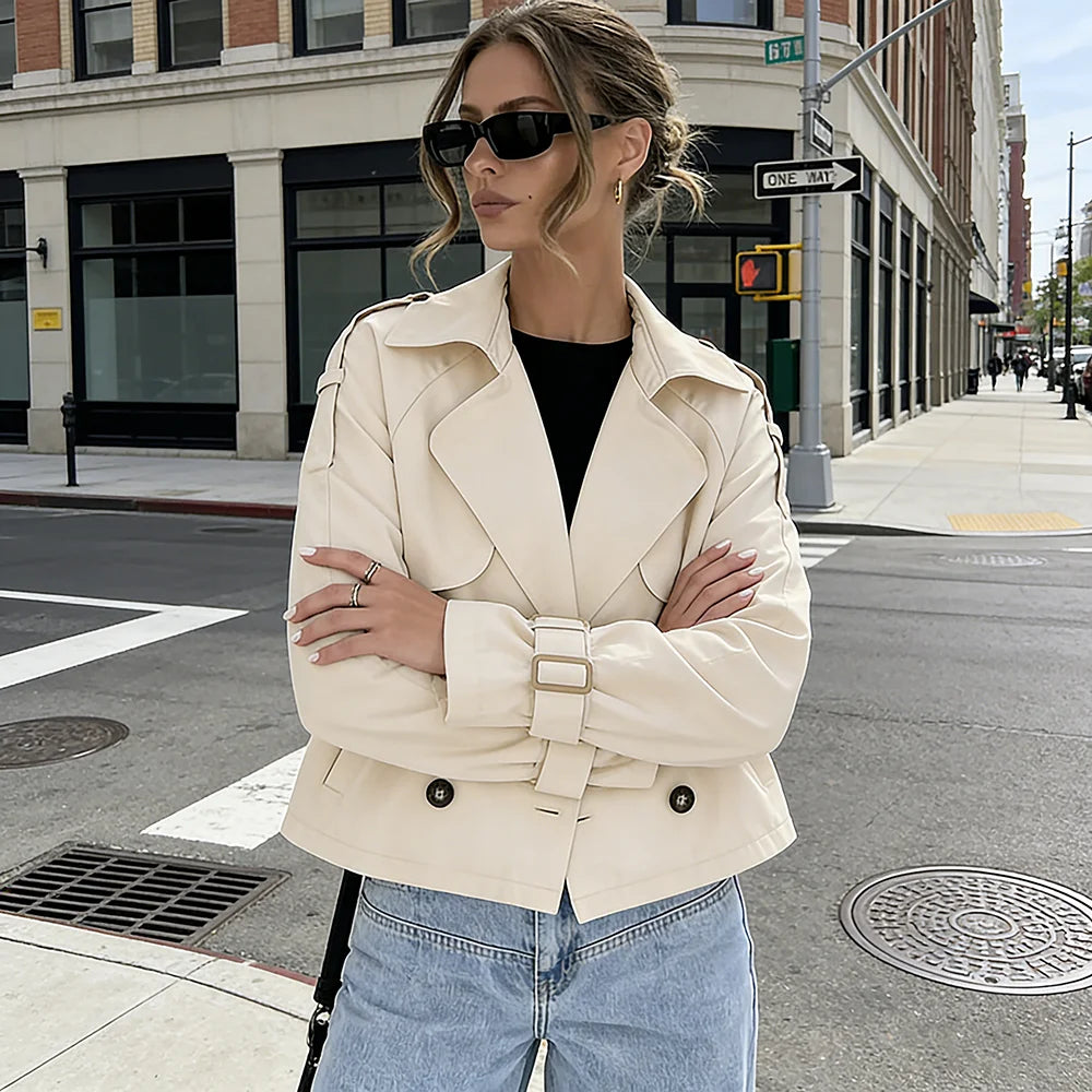 Women's Lightweight Double-Breasted Trench Coat Zenflow Active