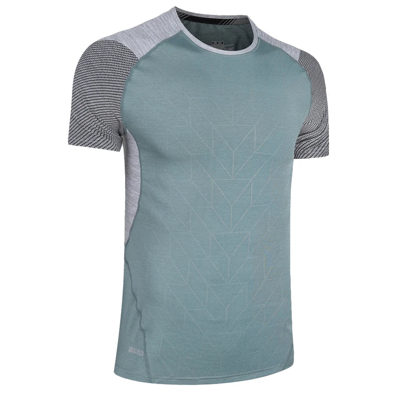 Men's Gym/Running/Jogging Short Sleeve Patchwork Print - Zenflow Active