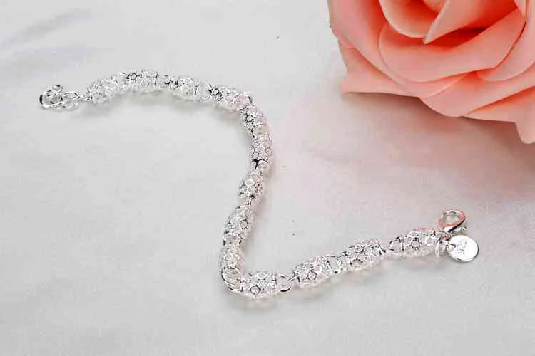 925 Sterling Silver Bracelet Zirconia Geometric Chain Linked For Women Charm Bangle Fashion Lucky Jewelry Gift Christmas - Zenflow Active