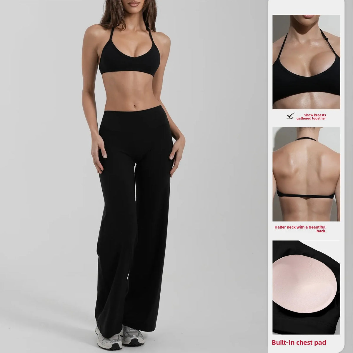 Gym set workout clothes for women neck sports underwear yoga suit fitness loose sports trousers Pilates quick-drying 2-piece set - Zenflow Active