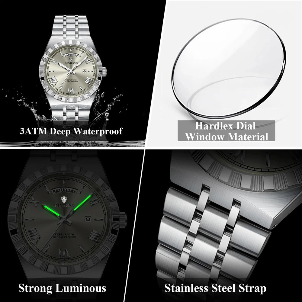 Mens Automatic Watch, High Quality Brand Fashion Quartz Wristwatch - Zenflow Active