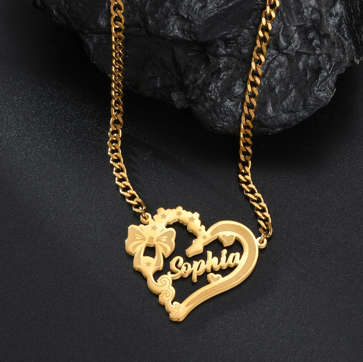 Goxijite Custom Removable Butterfly Heart Name Pendant Stainless Steel Laser Marking Nameplate Necklace - Zenflow Active