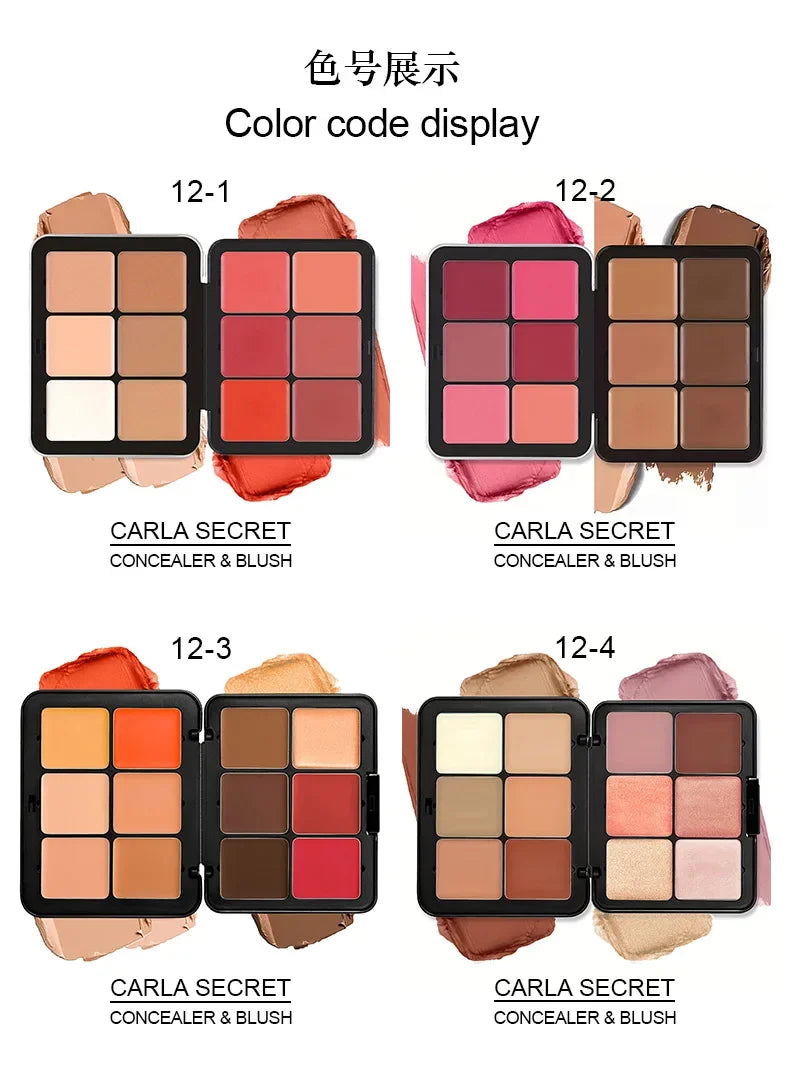 Iron Box Cream Blush & Concealer Palette – 12-Colour Matte & Pearlescent 2-in-1 - Zenflow Active