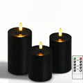 Black Flameless Pillar Candles Remote Controlled Flickering LED Paraffin Wax Candle Battery Operated Window Table Lighting Decor - Zenflow Active
