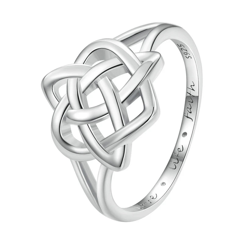 BAMOER 925 Sterling Silver Celtic Knot Finger Ring for Women Birthday Valentine's Day Gift Platinum Plated Fine Jewelry SCR908 - Zenflow Active