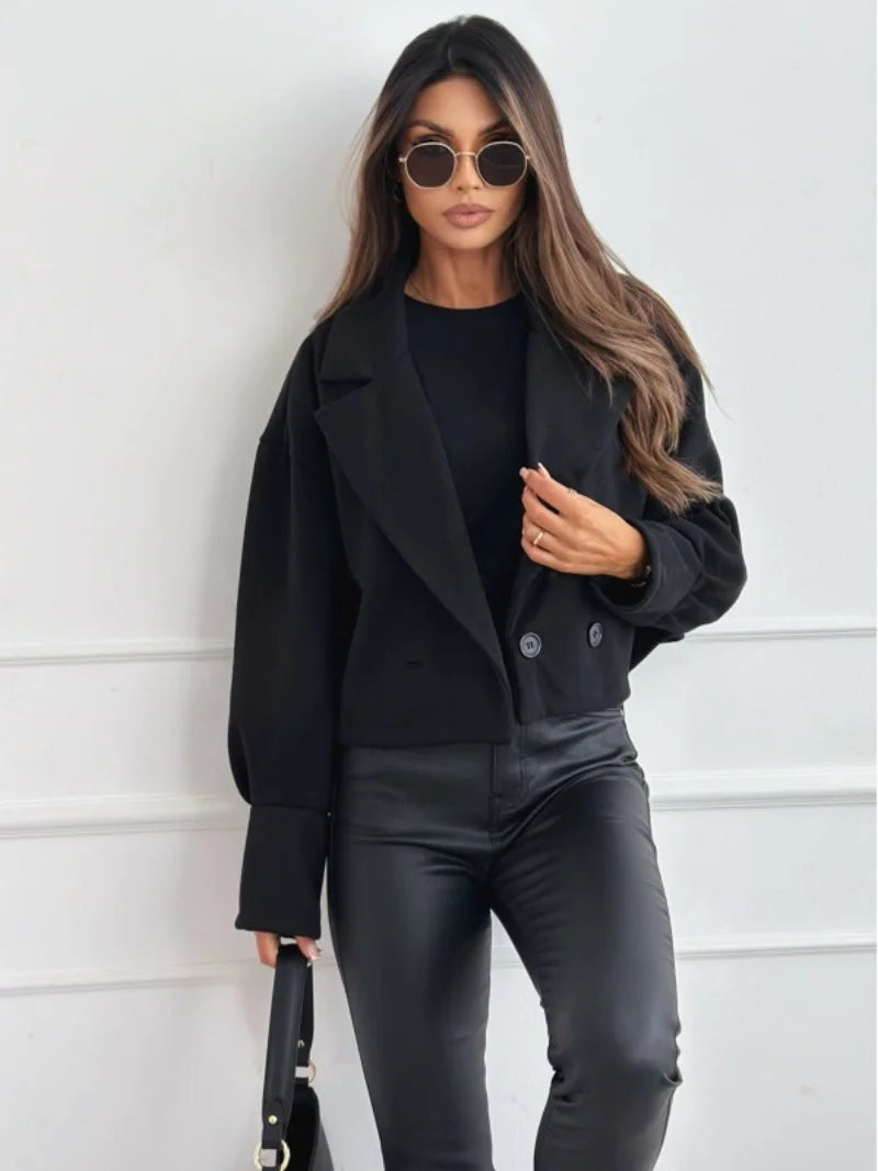 Women's Cropped Double-Breasted Fashion Jacket Zenflow Active