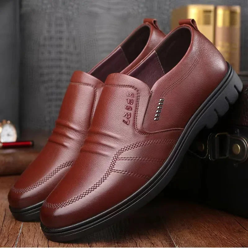 Men's Leather Slip-On Loafers | Soft Sole Anti-Slip Breathable Business Casual Shoes - Zenflow Active