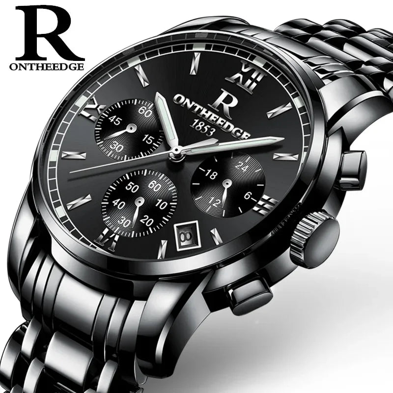 Men's Watch Business Quartz, All Steel Blue Face, Waterproof Chronograph Relogio Masculino - Zenflow Active