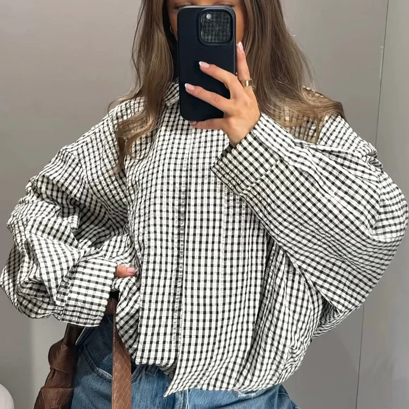 Women's Cropped Plaid Zip-Up Jacket Zenflow Active