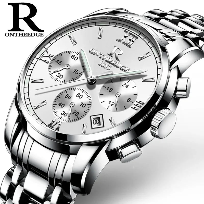Men's Watch Business Quartz, All Steel Blue Face, Waterproof Chronograph Relogio Masculino - Zenflow Active