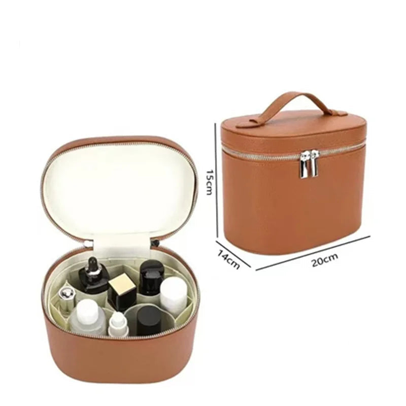 Large Capacity PU Leather Makeup Barrel Bag — Travel Organiser - Zenflow Active