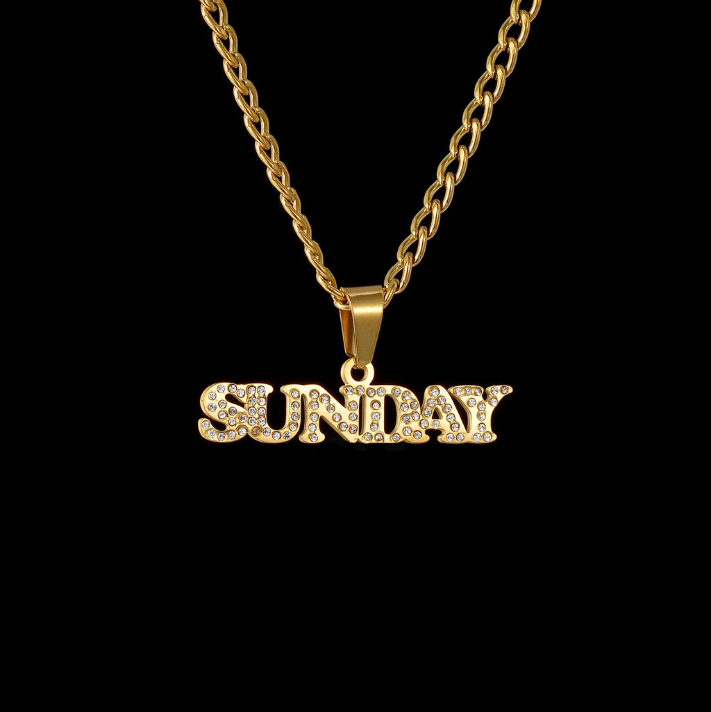 Atoztide Personalized Name Necklace 2-Side Welding Zircon Pendant Stainless Steel Chain - Zenflow Active
