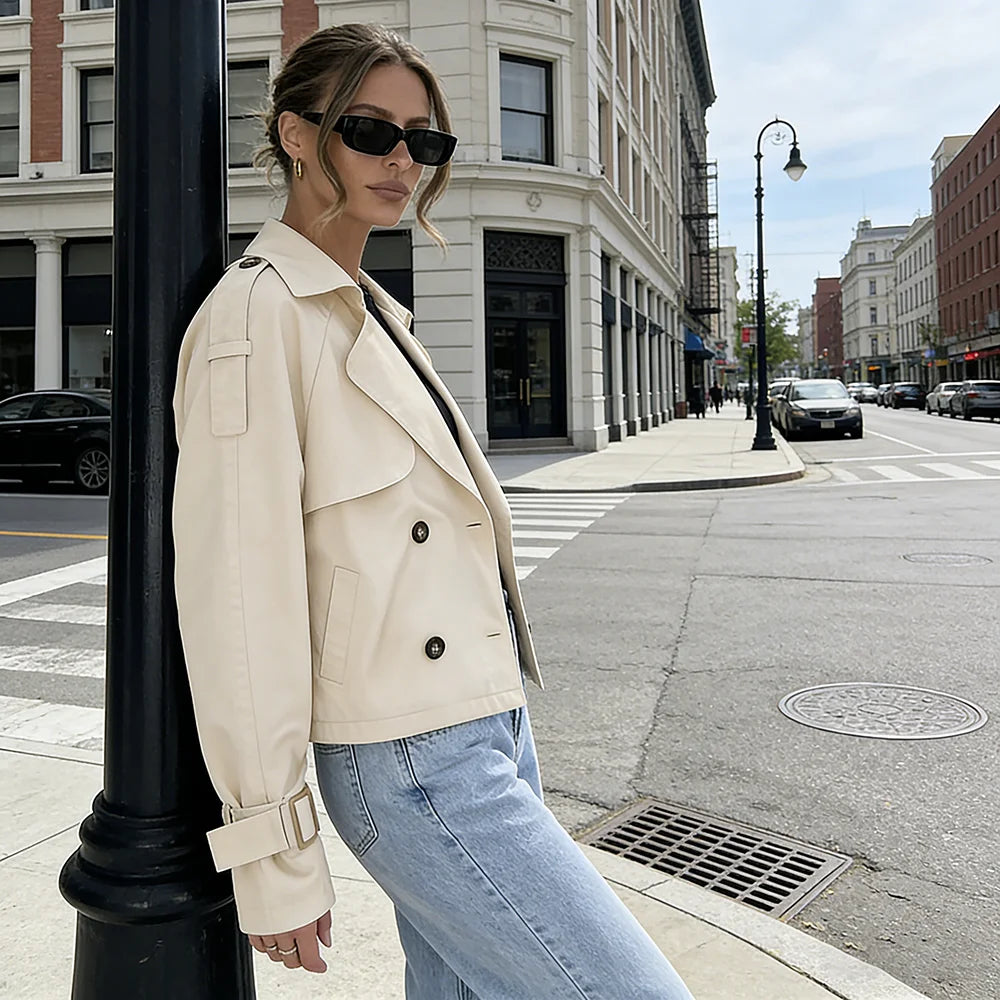 Women's Lightweight Double-Breasted Trench Coat Zenflow Active