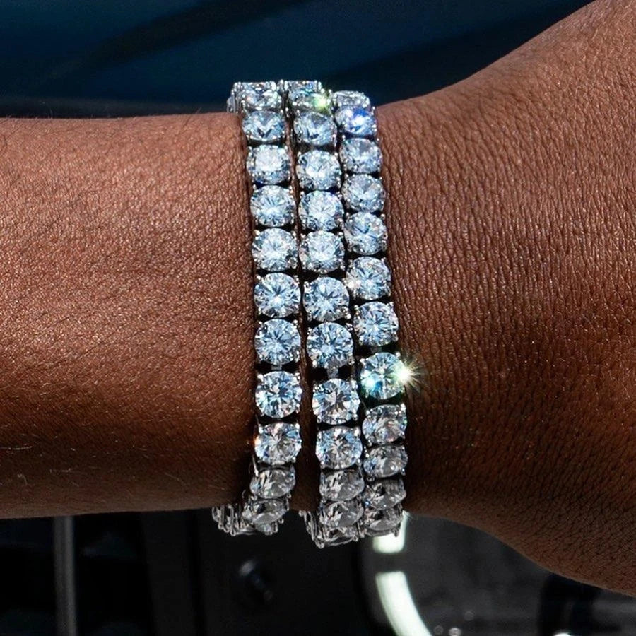 Men's Iced Out 4/5mm Cubic Zirconia Crystal Chain Bracelet Streetwear - Zenflow Active