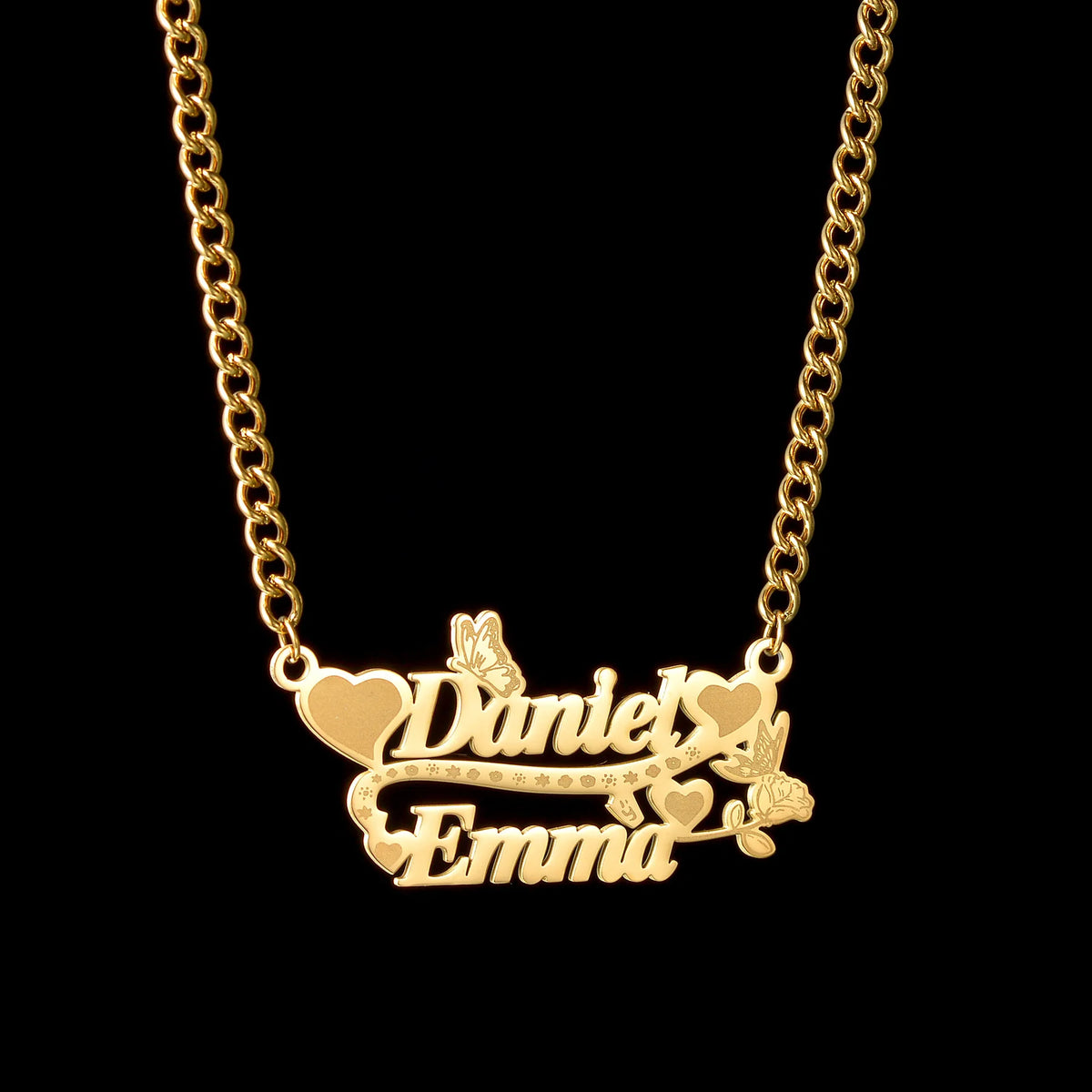 Goxijite Custom Removable Butterfly Heart Name Pendant Stainless Steel Laser Marking Nameplate Necklace - Zenflow Active