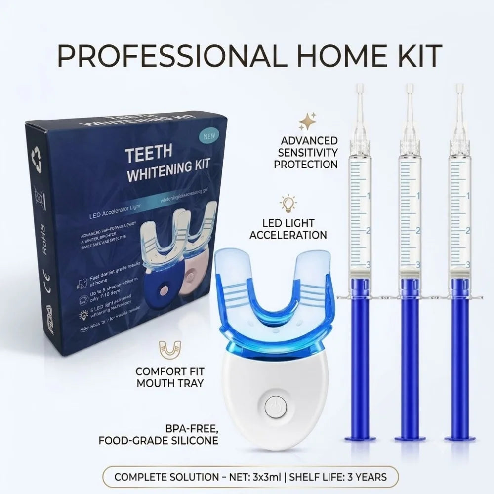 Professional Teeth Whitening Kit Gel LED Light