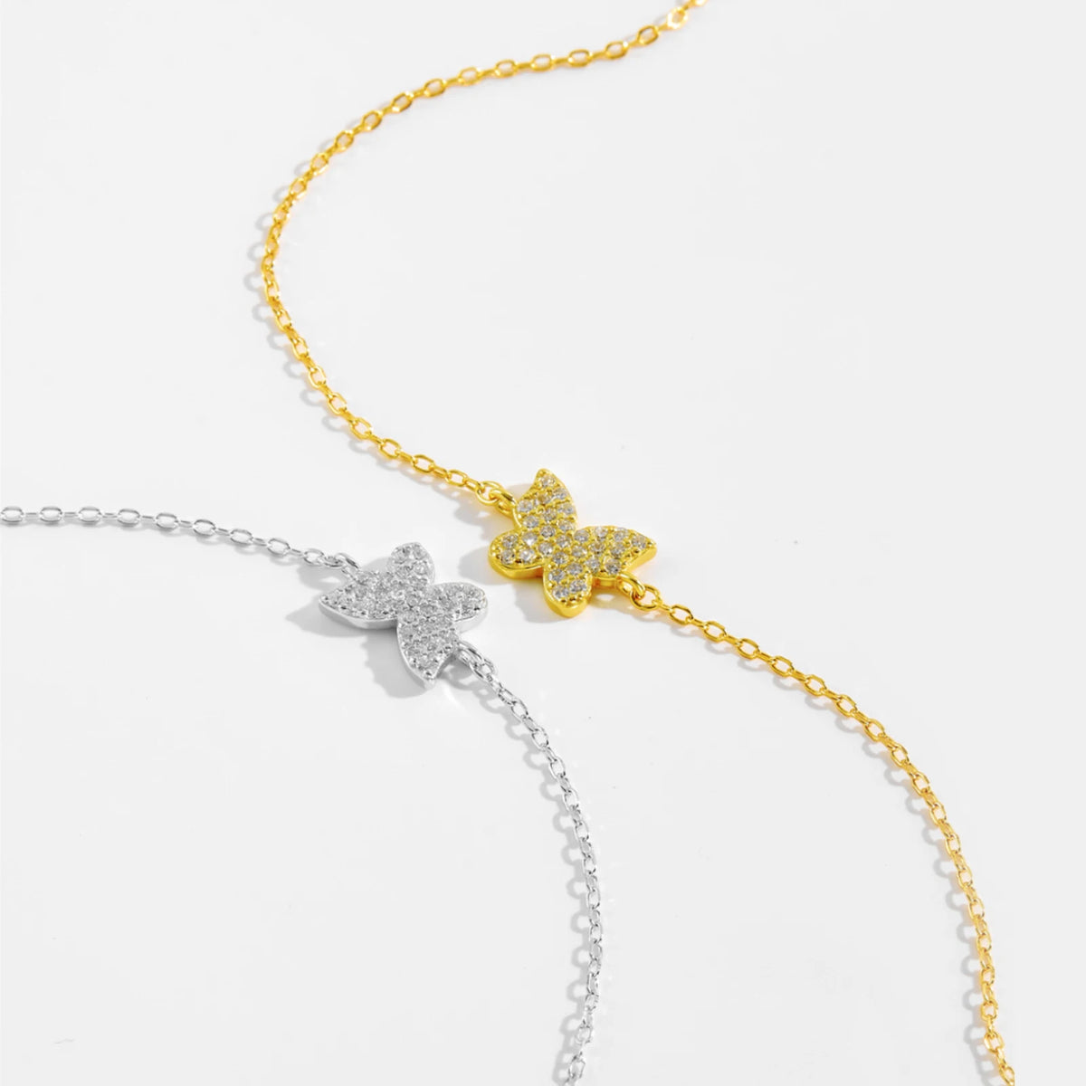 ANDYWEN Women 925 Sterling Silver Clear Zircon Butterfly Chain Bracelet Graceful Luxury Fine - Zenflow Active