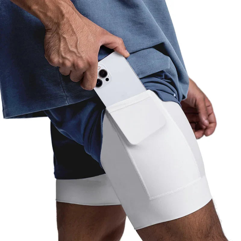 Mens Fitness 2 in 1 Quick Dry Shorts, Two Layers. One Short. Total Performance. - Zenflow Active